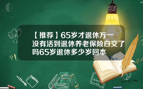 【推荐】65岁才退休万一没有活到退休养老保险白交了吗65岁退休多少岁回本