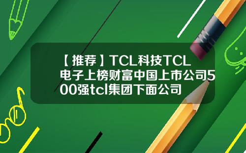 【推荐】TCL科技TCL电子上榜财富中国上市公司500强tcl集团下面公司