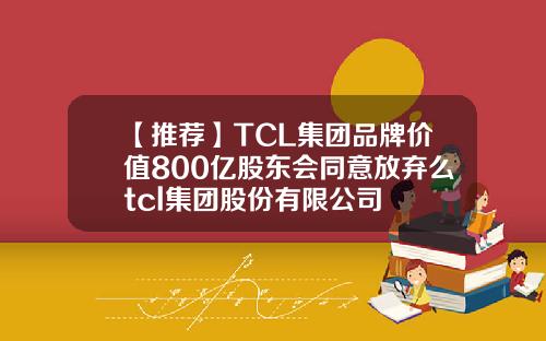 【推荐】TCL集团品牌价值800亿股东会同意放弃么tcl集团股份有限公司