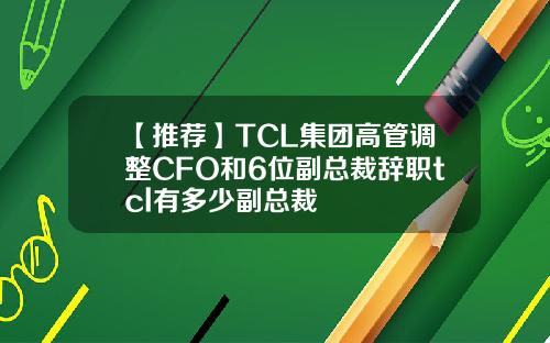 【推荐】TCL集团高管调整CFO和6位副总裁辞职tcl有多少副总裁