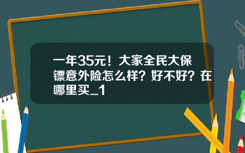 一年35元！大家全民大保镖意外险怎么样？好不好？在哪里买_1