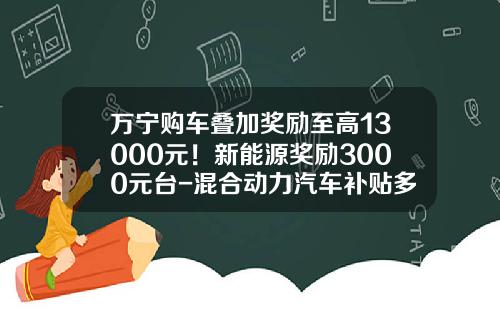 万宁购车叠加奖励至高13000元！新能源奖励3000元台-混合动力汽车补贴多少钱【新闻】.