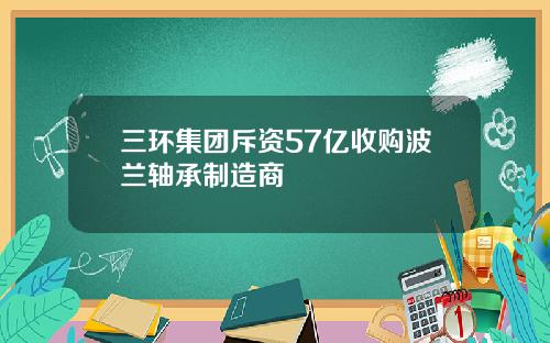 三环集团斥资57亿收购波兰轴承制造商