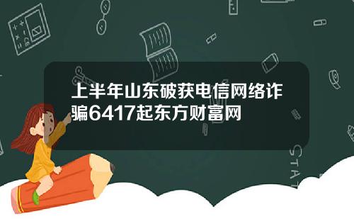 上半年山东破获电信网络诈骗6417起东方财富网