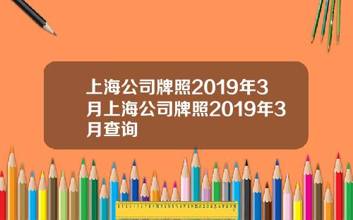 上海公司牌照2019年3月上海公司牌照2019年3月查询