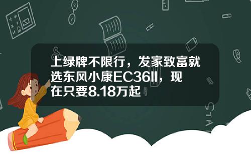 上绿牌不限行，发家致富就选东风小康EC36II，现在只要8.18万起