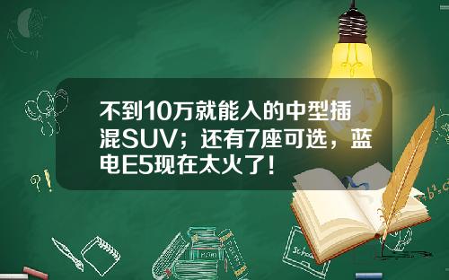 不到10万就能入的中型插混SUV；还有7座可选，蓝电E5现在太火了！