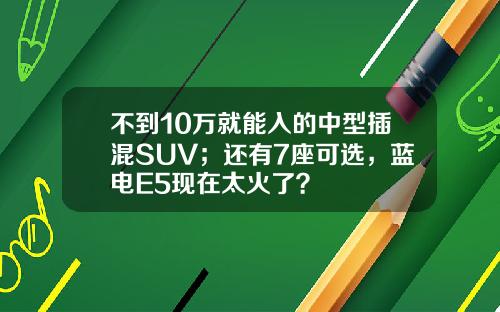 不到10万就能入的中型插混SUV；还有7座可选，蓝电E5现在太火了？