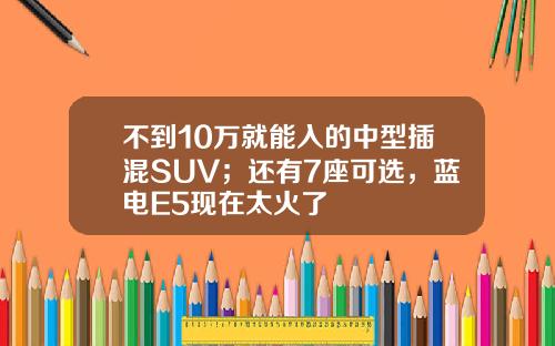 不到10万就能入的中型插混SUV；还有7座可选，蓝电E5现在太火了