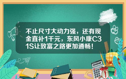 不止尺寸大动力强，还有现金直补1千元，东风小康C31S让致富之路更加通畅！