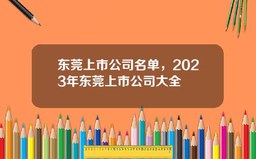 东莞上市公司名单，2023年东莞上市公司大全