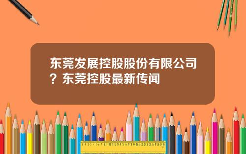 东莞发展控股股份有限公司？东莞控股最新传闻