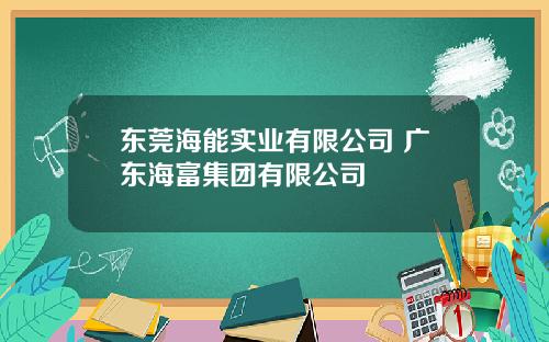东莞海能实业有限公司 广东海富集团有限公司