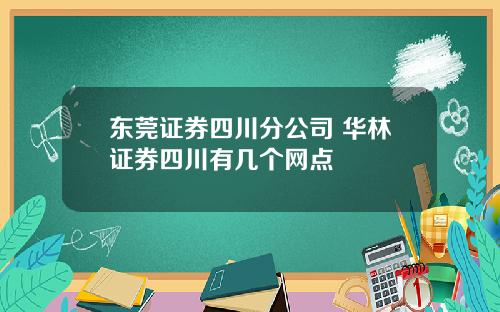 东莞证券四川分公司 华林证券四川有几个网点
