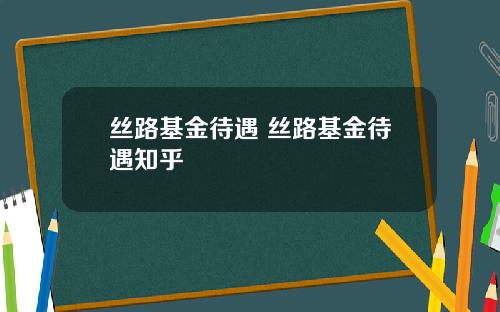 丝路基金待遇 丝路基金待遇知乎