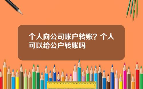 个人向公司账户转账？个人可以给公户转账吗