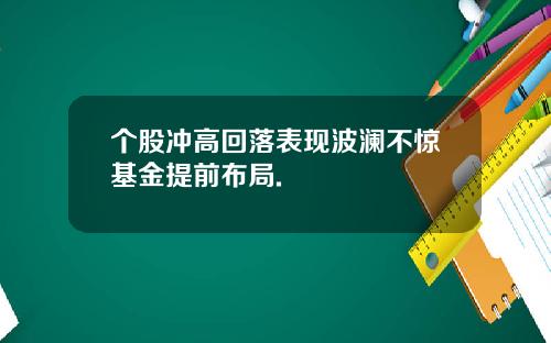 个股冲高回落表现波澜不惊基金提前布局.