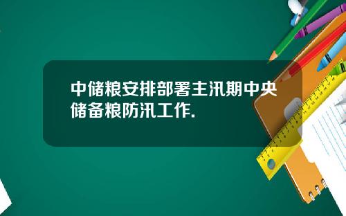 中储粮安排部署主汛期中央储备粮防汛工作.