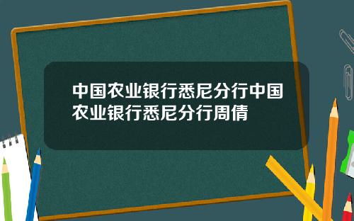 中国农业银行悉尼分行中国农业银行悉尼分行周倩