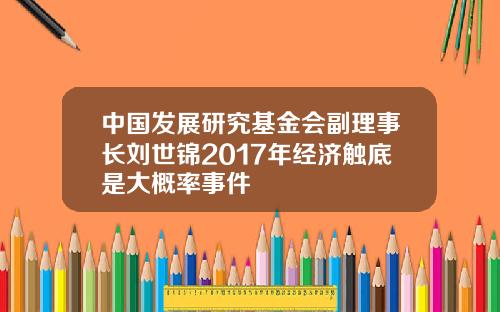 中国发展研究基金会副理事长刘世锦2017年经济触底是大概率事件