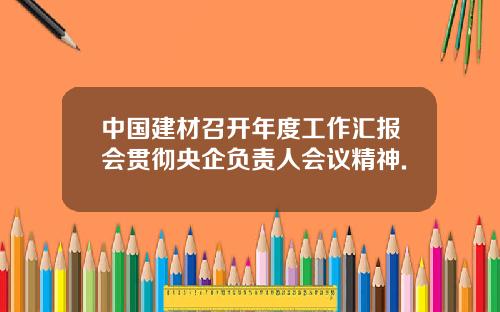 中国建材召开年度工作汇报会贯彻央企负责人会议精神.