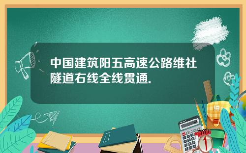 中国建筑阳五高速公路维社隧道右线全线贯通.
