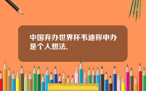 中国弃办世界杯韦迪称申办是个人想法.