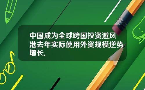 中国成为全球跨国投资避风港去年实际使用外资规模逆势增长.