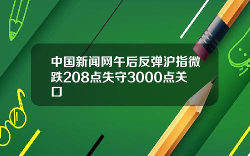 中国新闻网午后反弹沪指微跌208点失守3000点关口