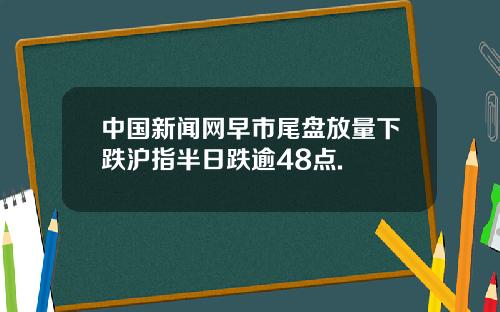 中国新闻网早市尾盘放量下跌沪指半日跌逾48点.