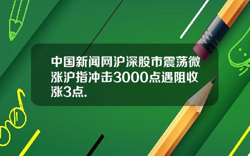 中国新闻网沪深股市震荡微涨沪指冲击3000点遇阻收涨3点.