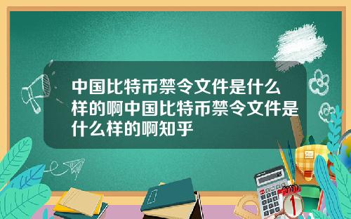 中国比特币禁令文件是什么样的啊中国比特币禁令文件是什么样的啊知乎