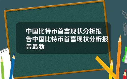 中国比特币首富现状分析报告中国比特币首富现状分析报告最新