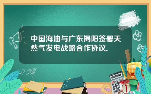 中国海油与广东揭阳签署天然气发电战略合作协议.