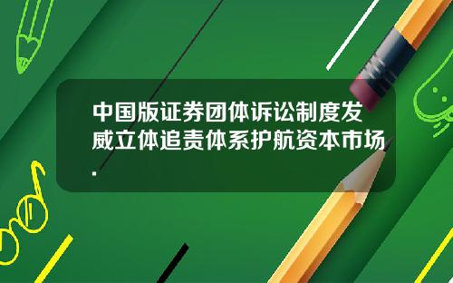 中国版证券团体诉讼制度发威立体追责体系护航资本市场.