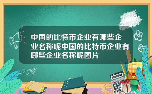 中国的比特币企业有哪些企业名称呢中国的比特币企业有哪些企业名称呢图片