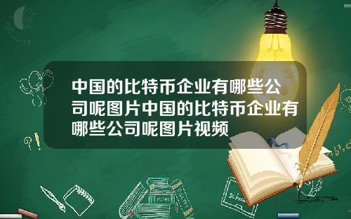 中国的比特币企业有哪些公司呢图片中国的比特币企业有哪些公司呢图片视频