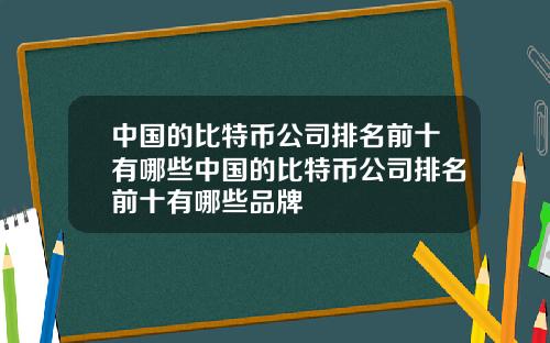 中国的比特币公司排名前十有哪些中国的比特币公司排名前十有哪些品牌