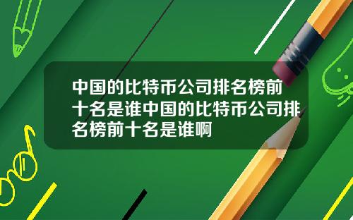 中国的比特币公司排名榜前十名是谁中国的比特币公司排名榜前十名是谁啊