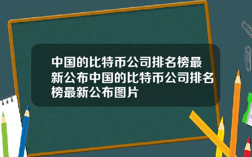 中国的比特币公司排名榜最新公布中国的比特币公司排名榜最新公布图片