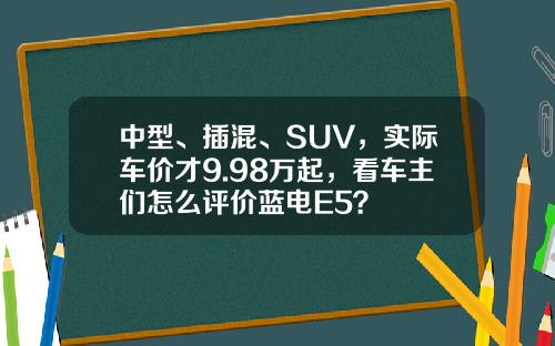 中型、插混、SUV，实际车价才9.98万起，看车主们怎么评价蓝电E5？