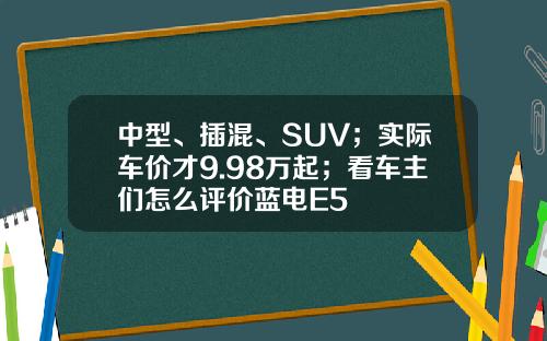 中型、插混、SUV；实际车价才9.98万起；看车主们怎么评价蓝电E5