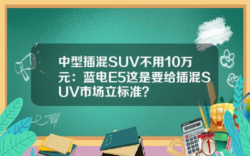 中型插混SUV不用10万元：蓝电E5这是要给插混SUV市场立标准？