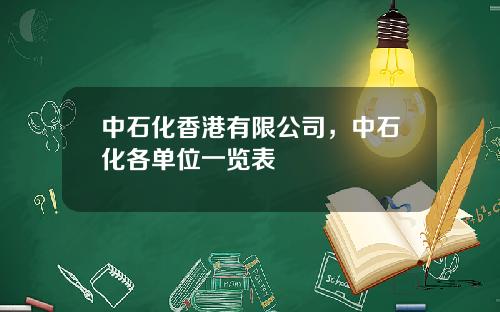 中石化香港有限公司，中石化各单位一览表