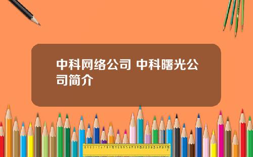 中科网络公司 中科曙光公司简介