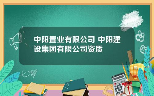 中阳置业有限公司 中阳建设集团有限公司资质