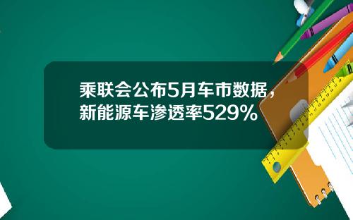 乘联会公布5月车市数据，新能源车渗透率529%