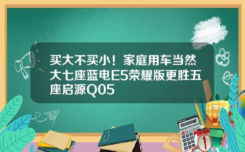 买大不买小！家庭用车当然大七座蓝电E5荣耀版更胜五座启源Q05