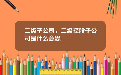 二级子公司，二级控股子公司是什么意思