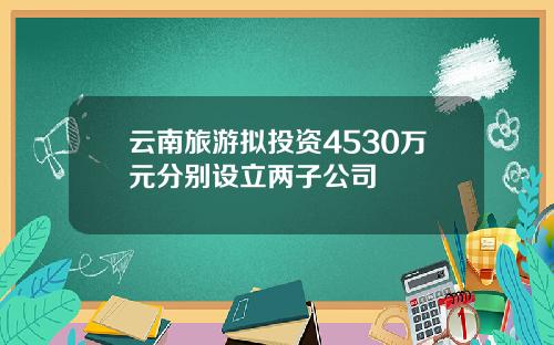 云南旅游拟投资4530万元分别设立两子公司